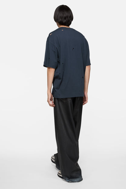 Acne Studios Exford Distressed Logo S/S T-Shirt – Navy