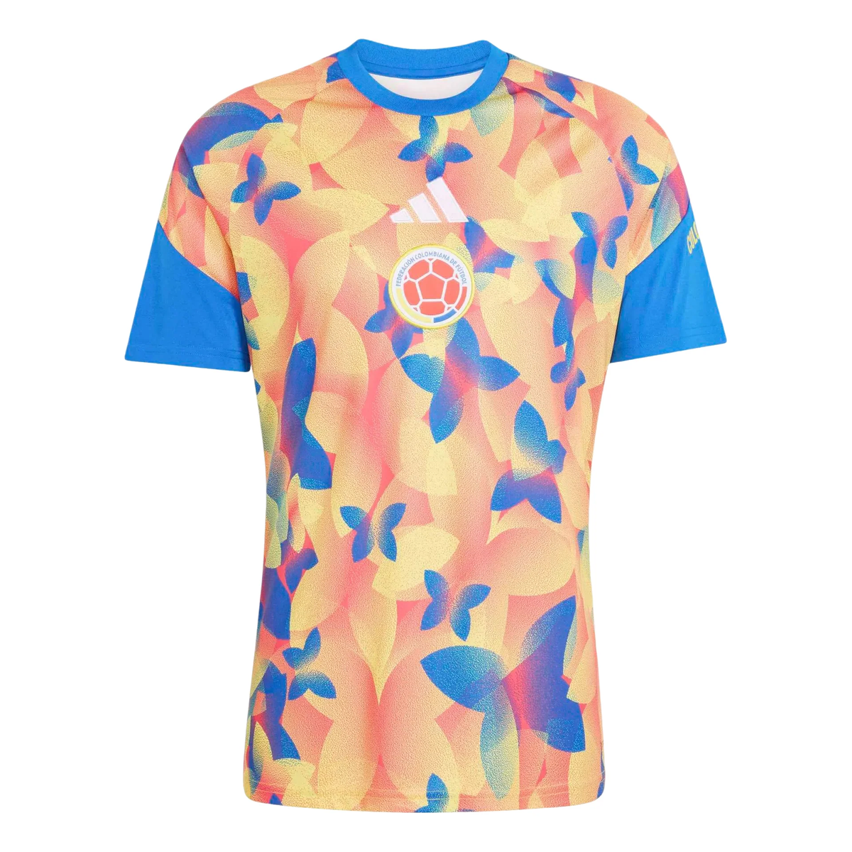 adidas Colombia 26 Home Pre-Match Jersey, Glow Blue/Semi Lucid Red/Impact Yellow, Asia Sizing JZ6238