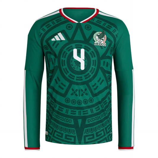 adidas Julian Alvarez Mexico 26 Home Authentic Long Sleeve Jersey, Bold Green, Asia Sizing KW7736