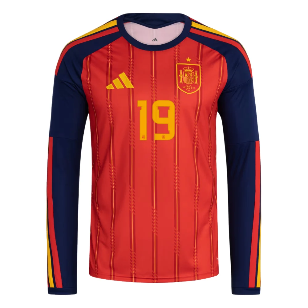 adidas Lamine Yamal Spain 26 Home Long Sleeve Jersey, Vivid Red, Asia Sizing KW7713