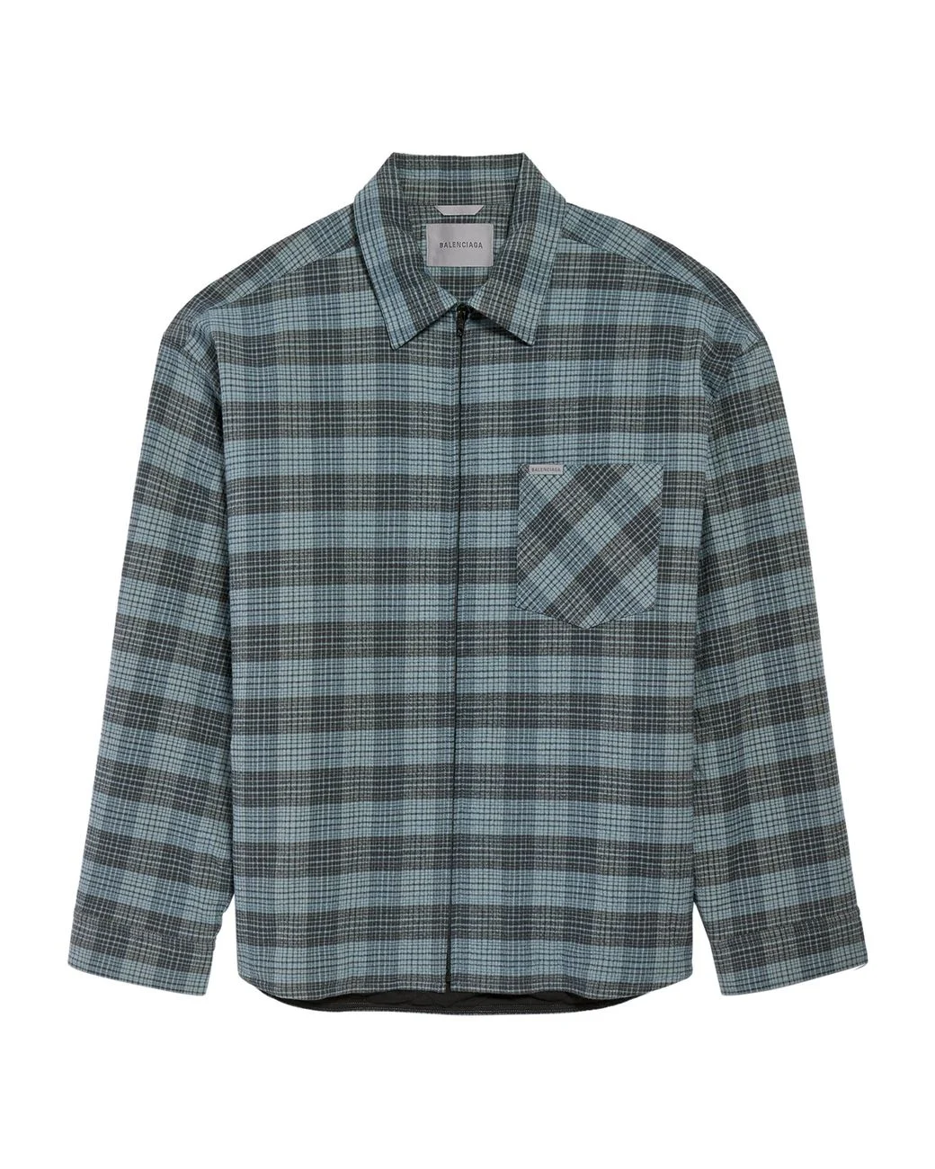 Balenciaga Blue Check Padded Overshirt