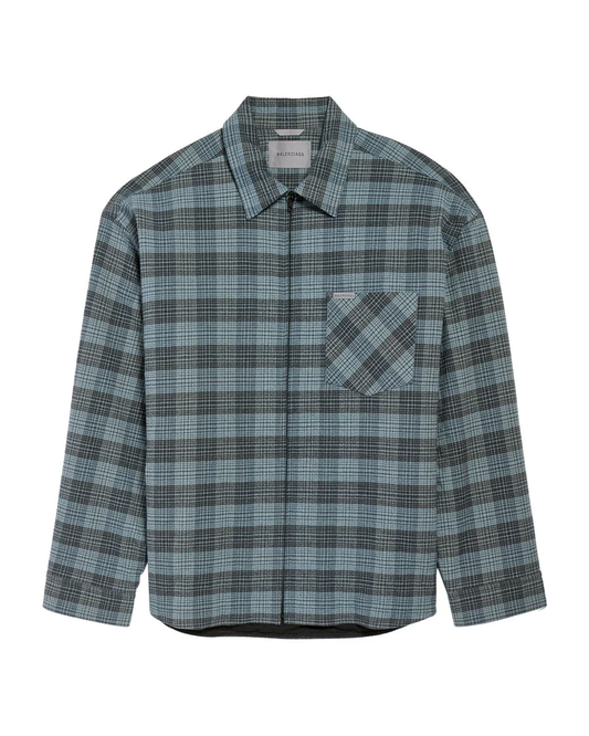 Balenciaga Blue Check Padded Overshirt