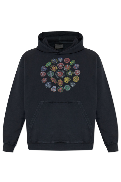 Balenciaga Spiral Crest Hoodie – Dark Navy / Black