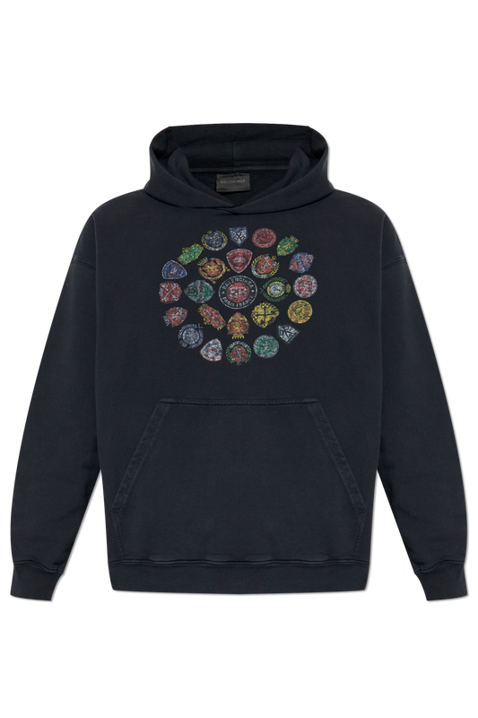 Balenciaga Spiral Crest Hoodie – Dark Navy / Black