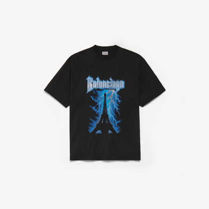 Balenciaga Paris Thunderstorm Oversized T-Shirt – Black