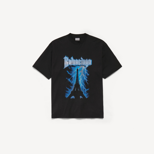 Balenciaga Paris Thunderstorm Oversized T-Shirt – Black