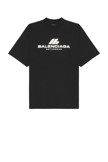 Balenciaga Activewear Logo Oversized T-Shirt – Black / White
