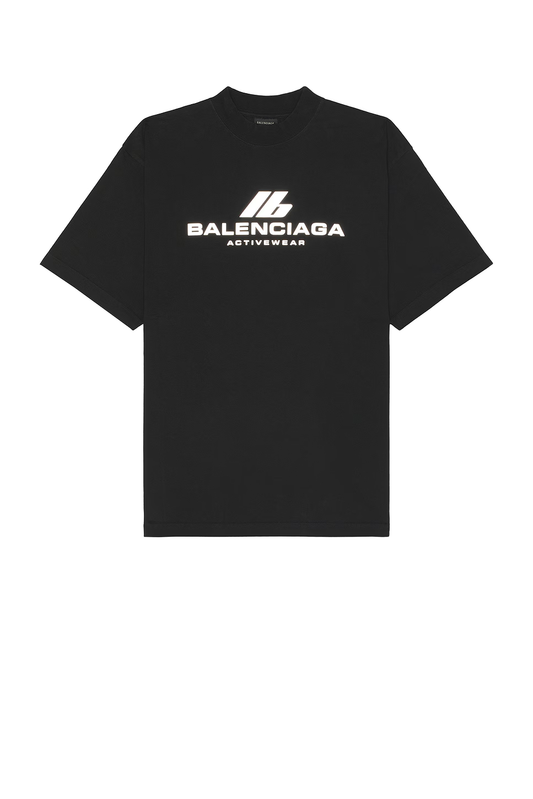 Balenciaga Activewear Logo Oversized T-Shirt – Black / White