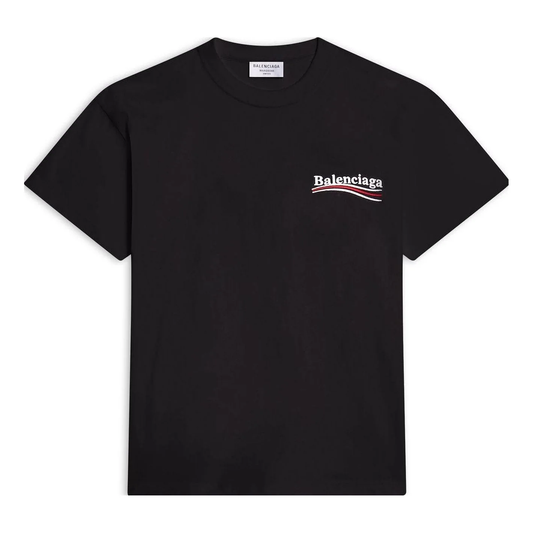 Balenciaga Political Campaign Logo Short Sleeve T-Shirt — Black