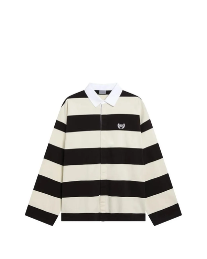 Balenciaga Striped Jersey Polo Shirt in Cotton — Brown