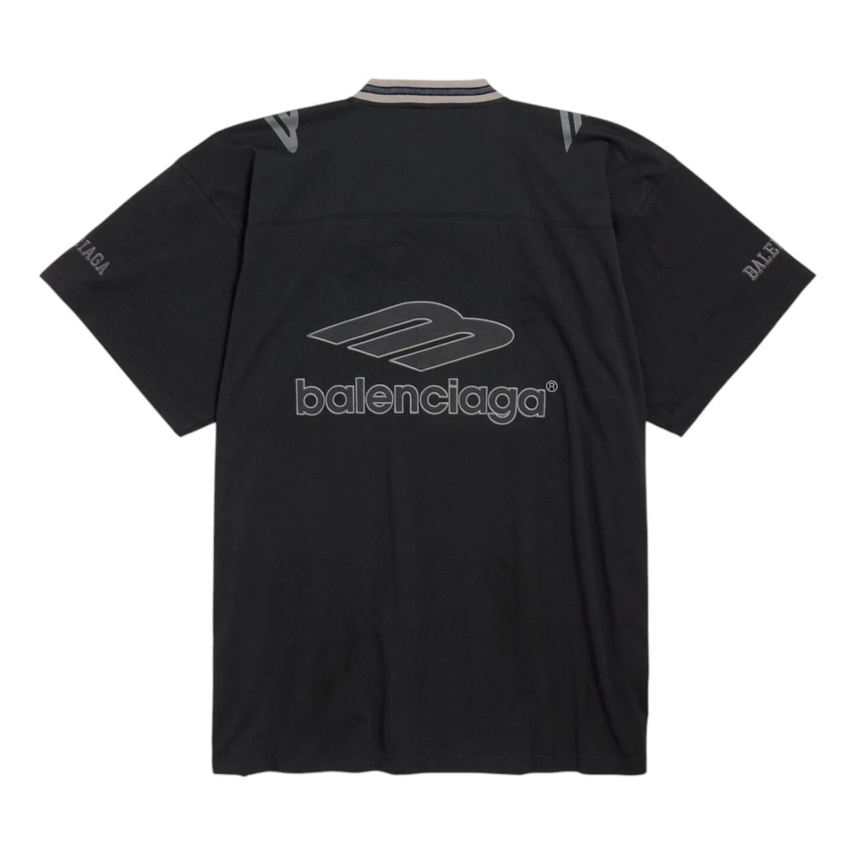 Balenciaga 3B Sports Football V-Neck T-Shirt – Black / New Grey / Dark Navy Red