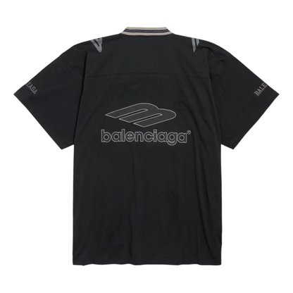 Balenciaga 3B Sports Football V-Neck T-Shirt – Black / New Grey / Dark Navy Red