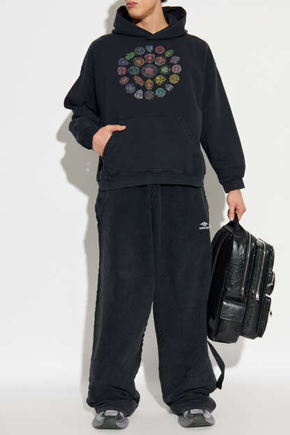 Balenciaga Spiral Crest Hoodie – Dark Navy / Black