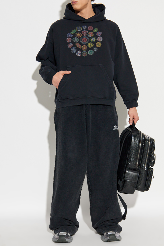 Balenciaga Spiral Crest Hoodie – Dark Navy / Black