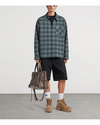 Balenciaga Blue Check Padded Overshirt