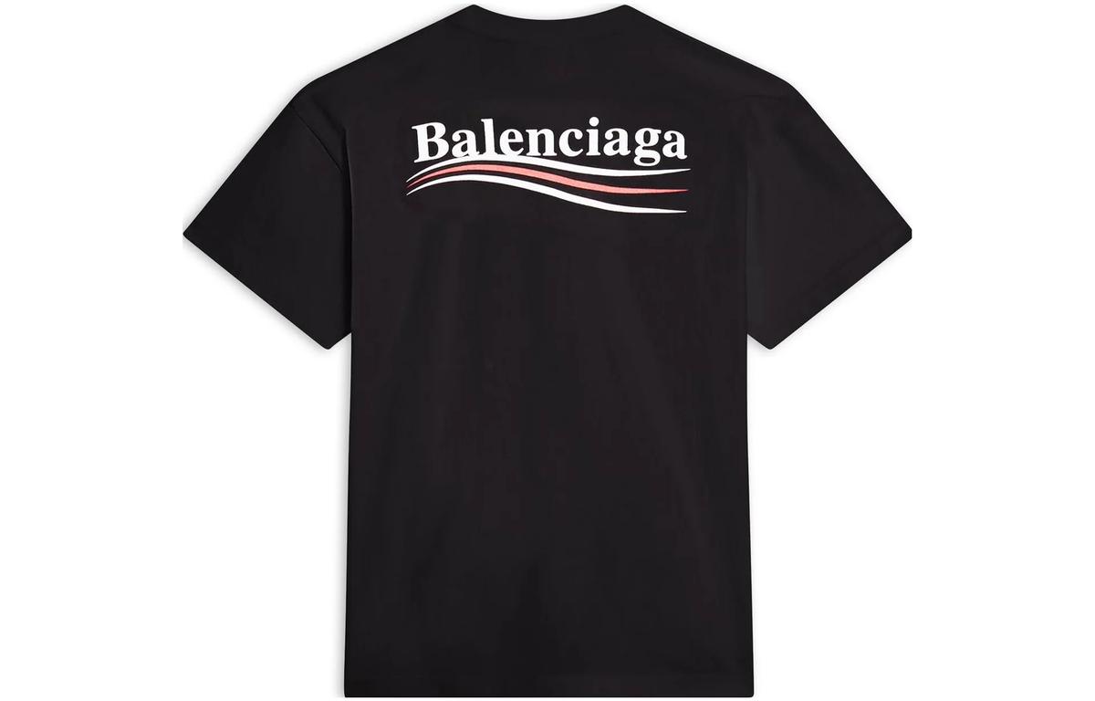 Balenciaga Political Campaign Logo Short Sleeve T-Shirt — Black