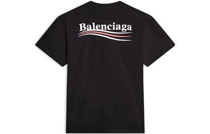 Balenciaga Political Campaign Logo Short Sleeve T-Shirt — Black