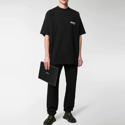 Balenciaga Political Campaign Logo Short Sleeve T-Shirt — Black