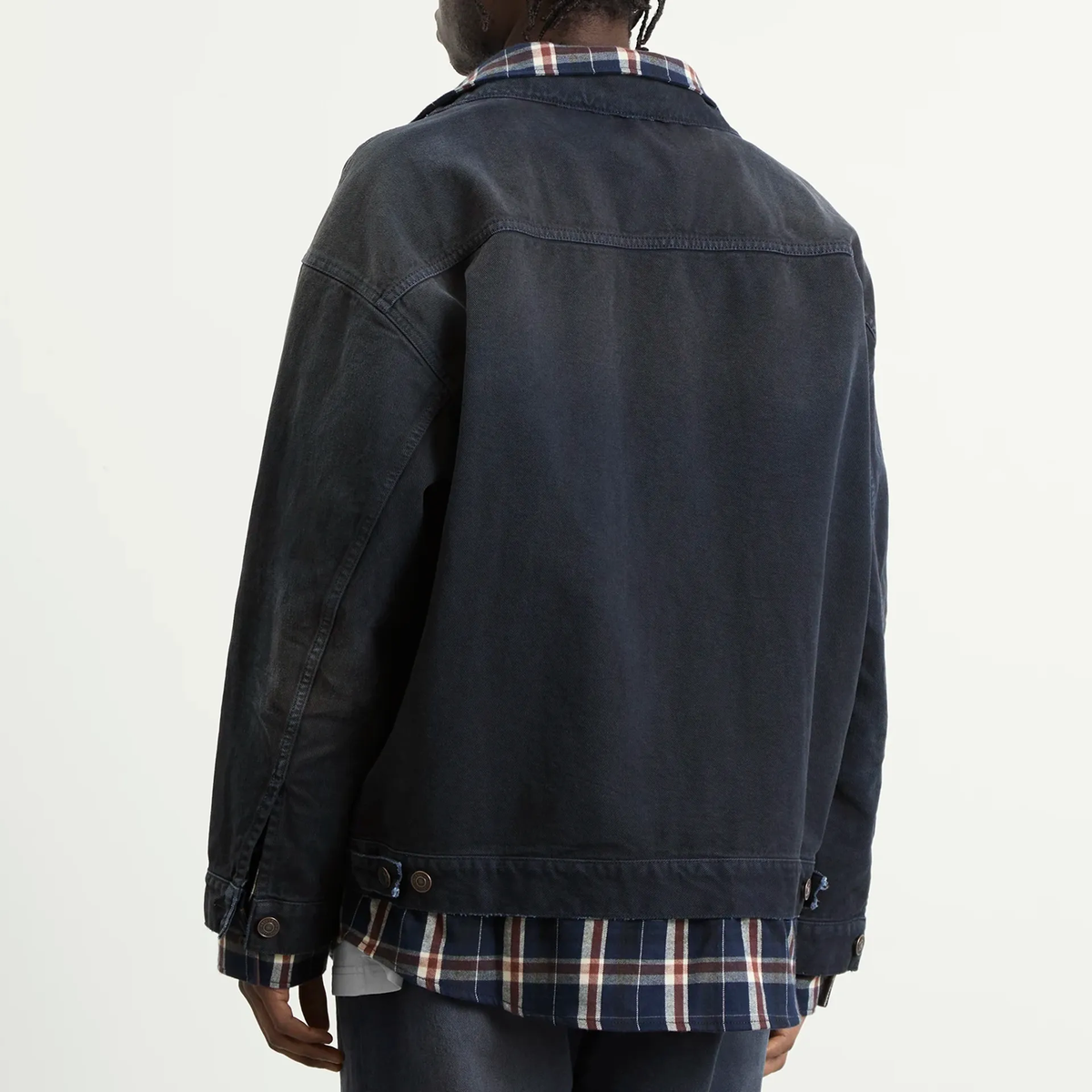 Balenciaga Double Layer Patched Shirt Jacket – Navy / Dirty Dark Blue