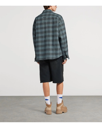Balenciaga Blue Check Padded Overshirt