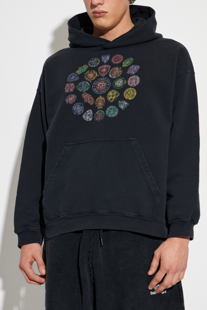 Balenciaga Spiral Crest Hoodie – Dark Navy / Black