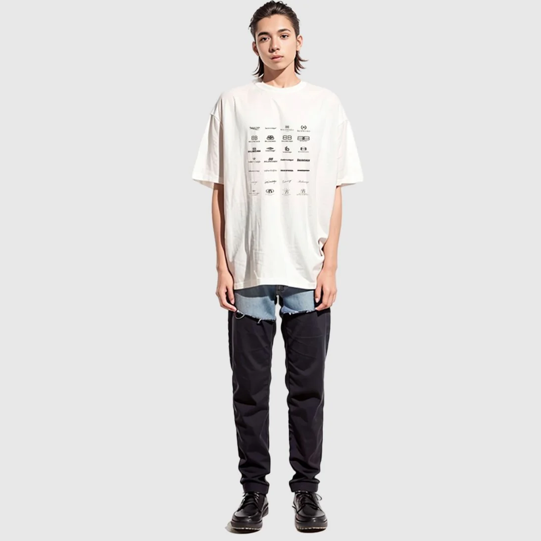 Balenciaga Archives Logos Oversized T-Shirt – Black / White