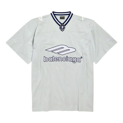 Balenciaga 3B Sports Football V-Neck T-Shirt – Black / New Grey / Dark Navy Red