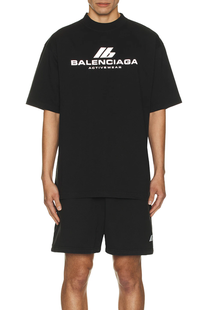 Balenciaga Activewear Logo Oversized T-Shirt – Black / White
