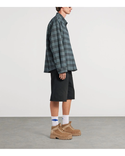 Balenciaga Blue Check Padded Overshirt