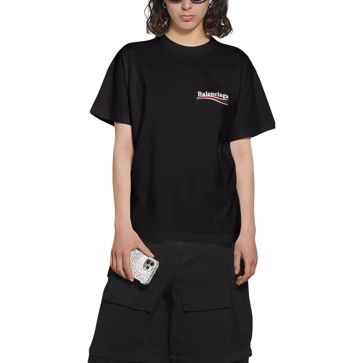 Balenciaga Political Campaign Logo Short Sleeve T-Shirt — Black