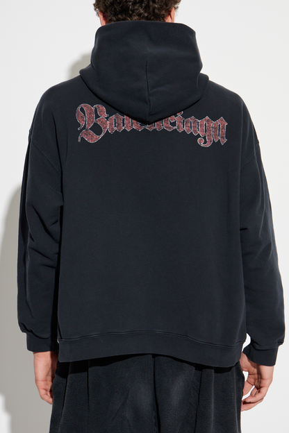 Balenciaga Spiral Crest Hoodie – Dark Navy / Black