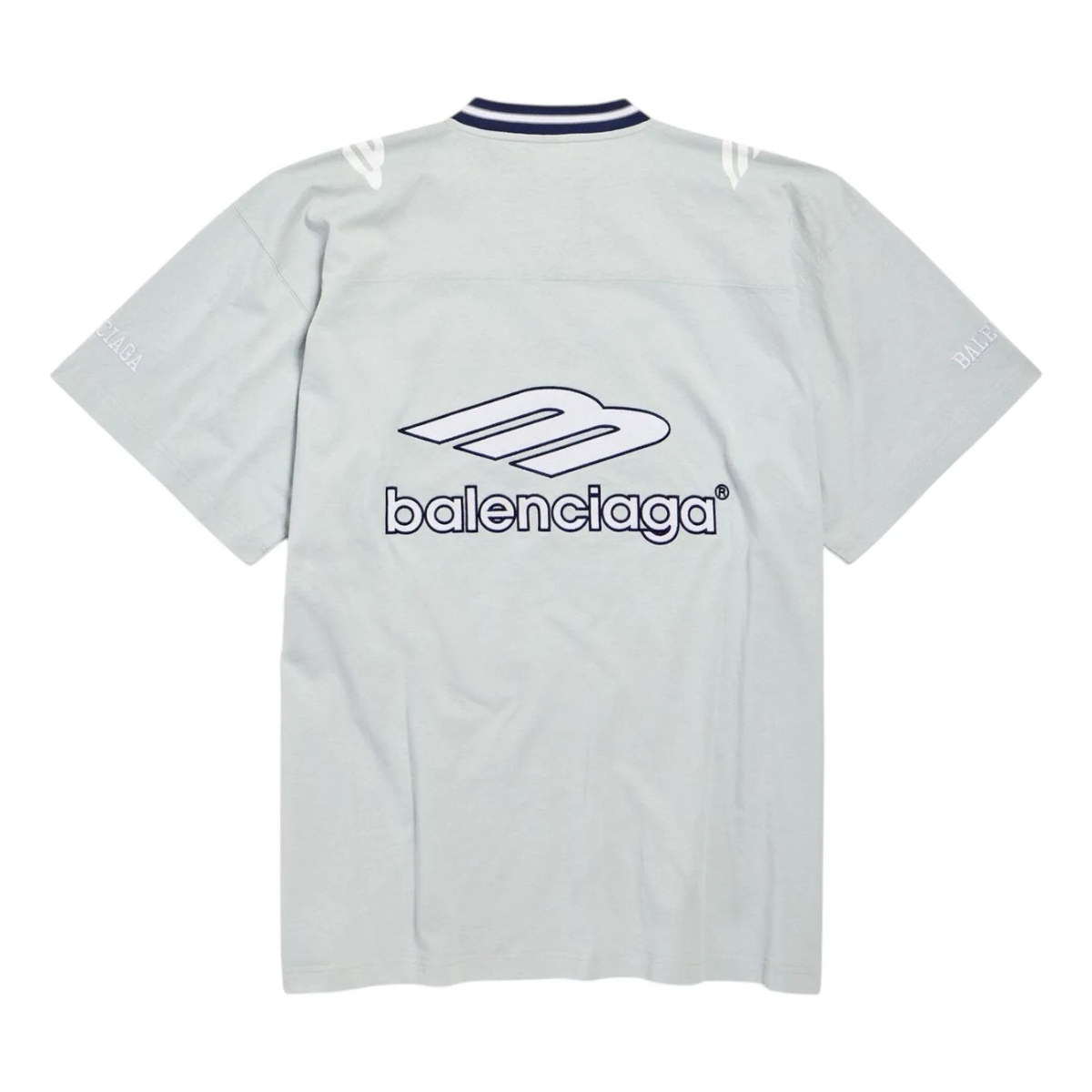 Balenciaga 3B Sports Football V-Neck T-Shirt – Black / New Grey / Dark Navy Red