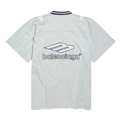 Balenciaga 3B Sports Football V-Neck T-Shirt – Black / New Grey / Dark Navy Red