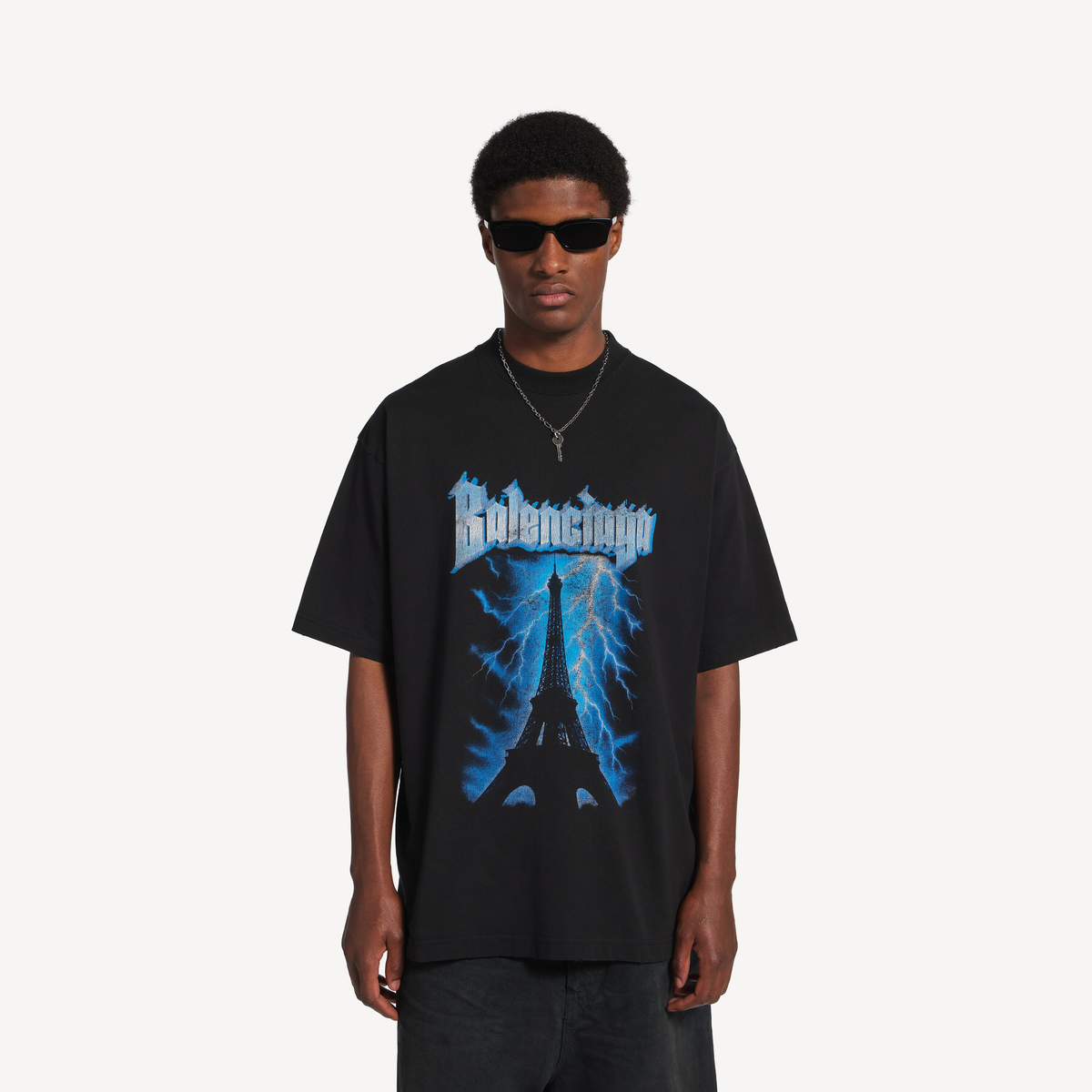 Balenciaga Paris Thunderstorm Oversized T-Shirt – Black