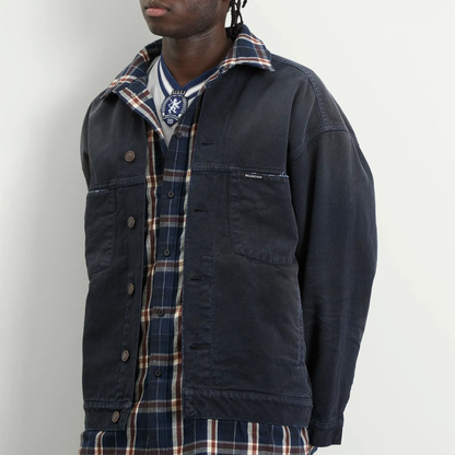 Balenciaga Double Layer Patched Shirt Jacket – Navy / Dirty Dark Blue