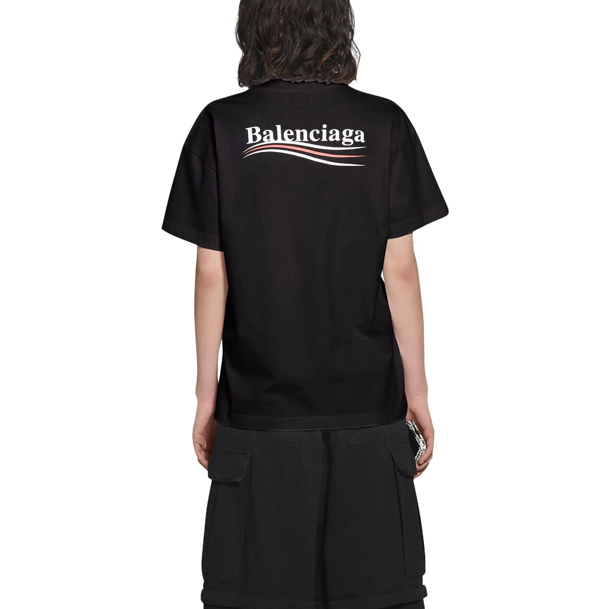 Balenciaga Political Campaign Logo Short Sleeve T-Shirt — Black