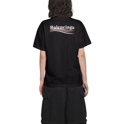 Balenciaga Political Campaign Logo Short Sleeve T-Shirt — Black