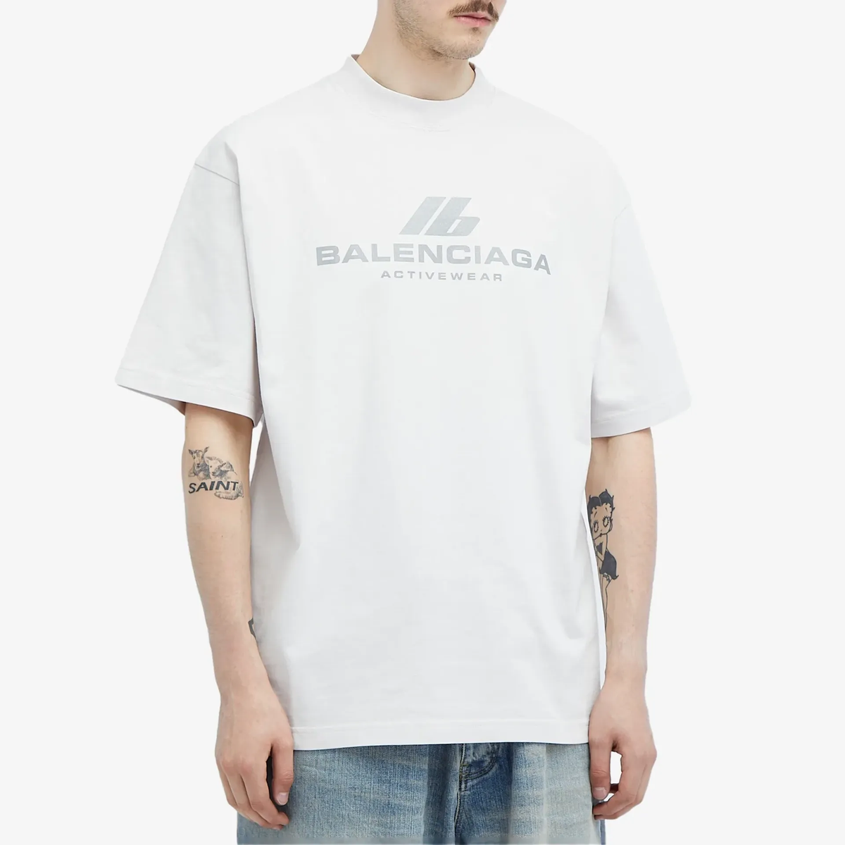 Balenciaga Activewear Logo Oversized T-Shirt – Black / White