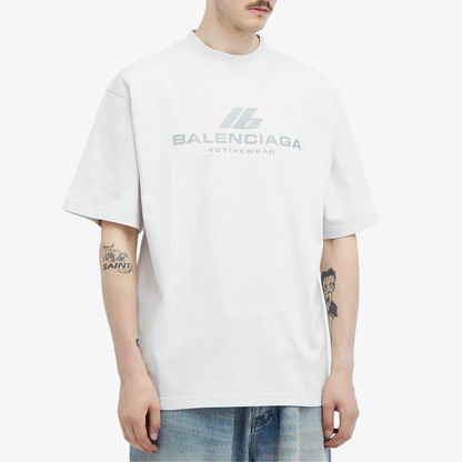 Balenciaga Activewear Logo Oversized T-Shirt – Black / White