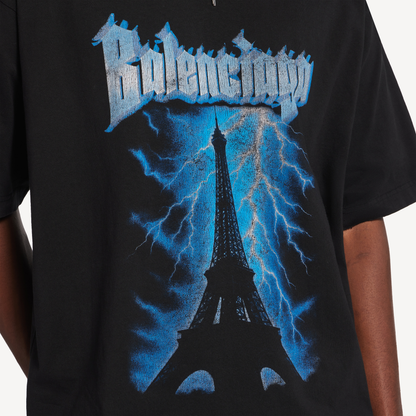 Balenciaga Paris Thunderstorm Oversized T-Shirt – Black