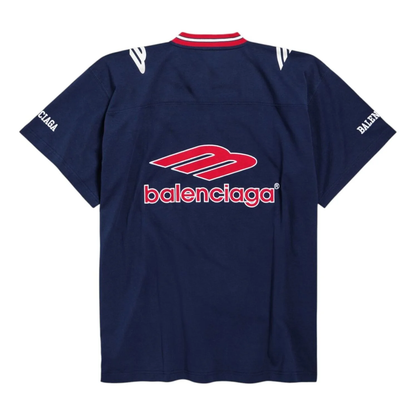 Balenciaga 3B Sports Football V-Neck T-Shirt – Black / New Grey / Dark Navy Red