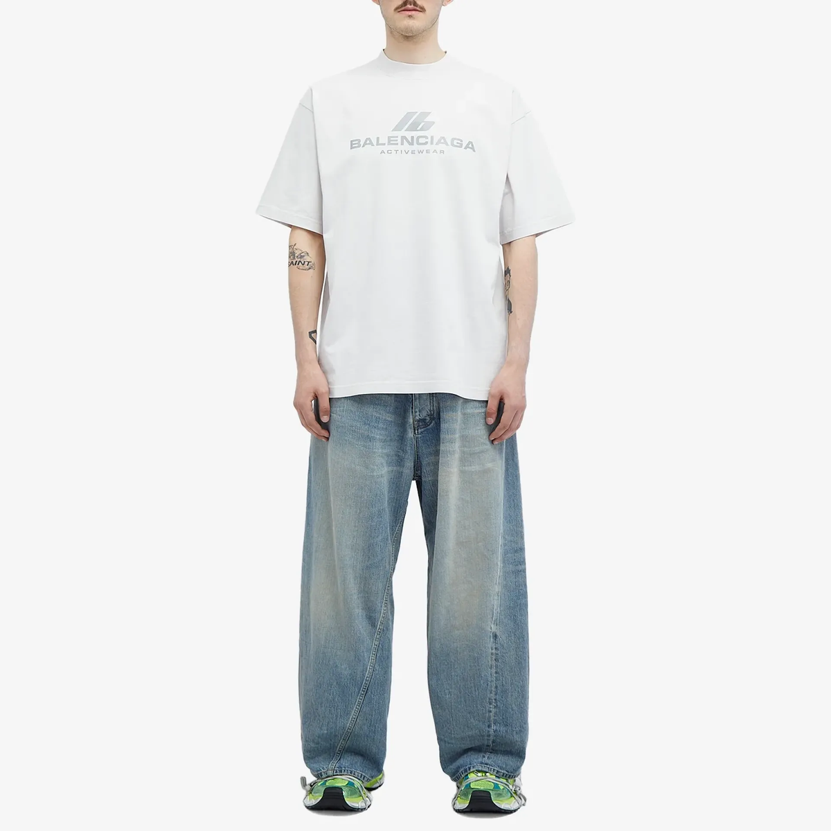 Balenciaga Activewear Logo Oversized T-Shirt – Black / White