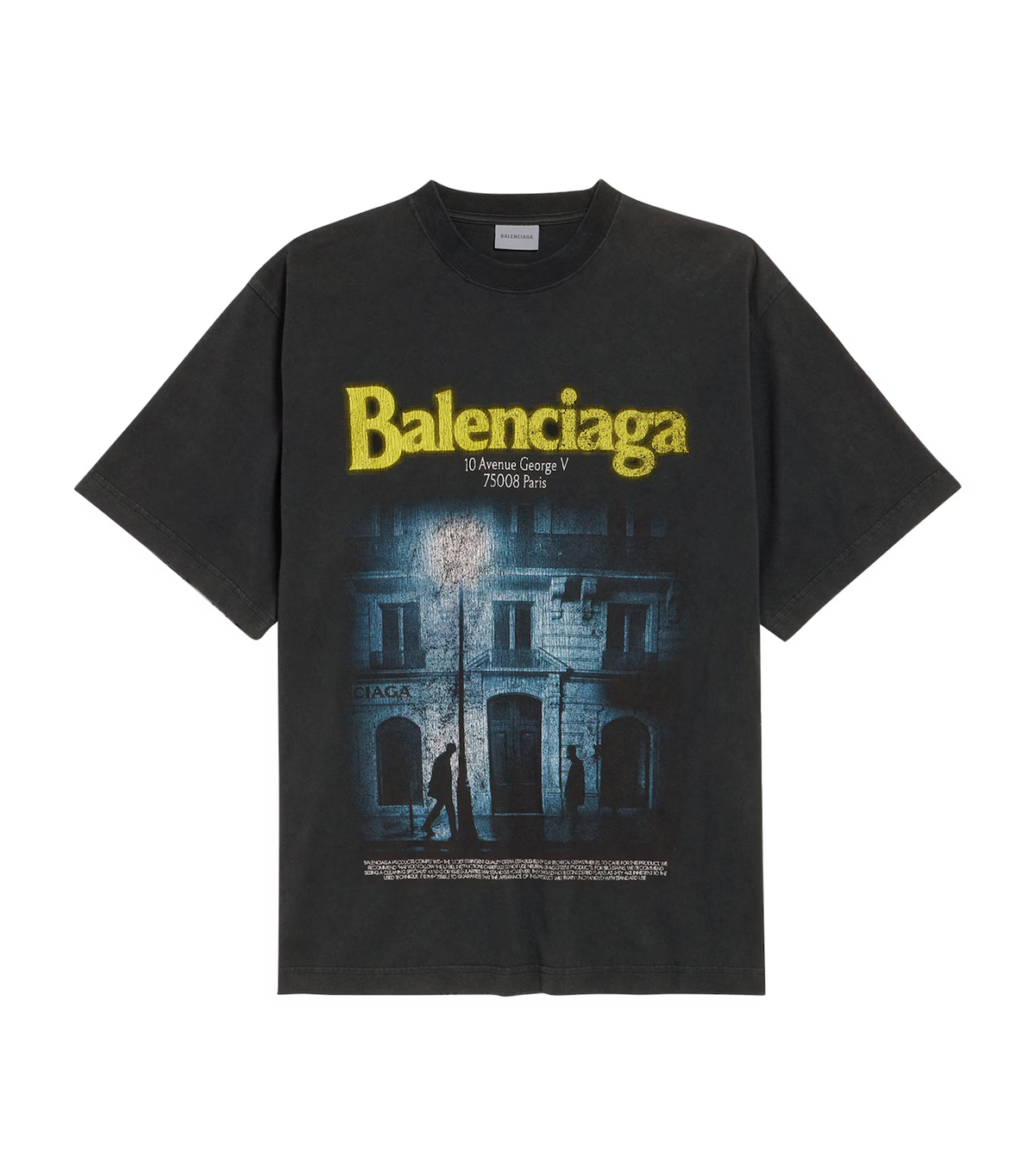 Balenciaga The Address Medium Fit T-Shirt — Washed Black