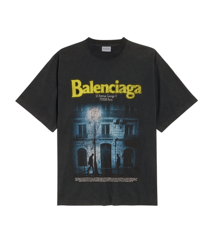 Balenciaga The Address Medium Fit T-Shirt — Washed Black