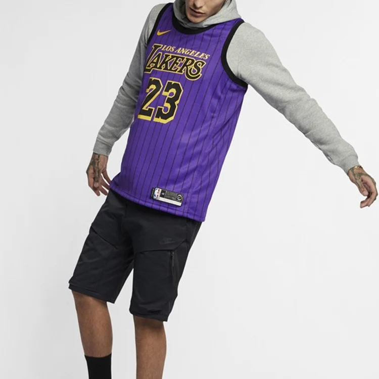 Nike NBA LeBron James #23 Los Angeles Lakers City Version Fan Edition Swingman Jersey - Purple - AJ4618-510
