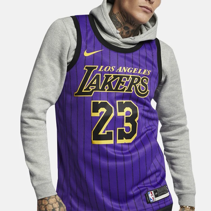 Nike NBA LeBron James #23 Los Angeles Lakers City Version Fan Edition Swingman Jersey - Purple - AJ4618-510