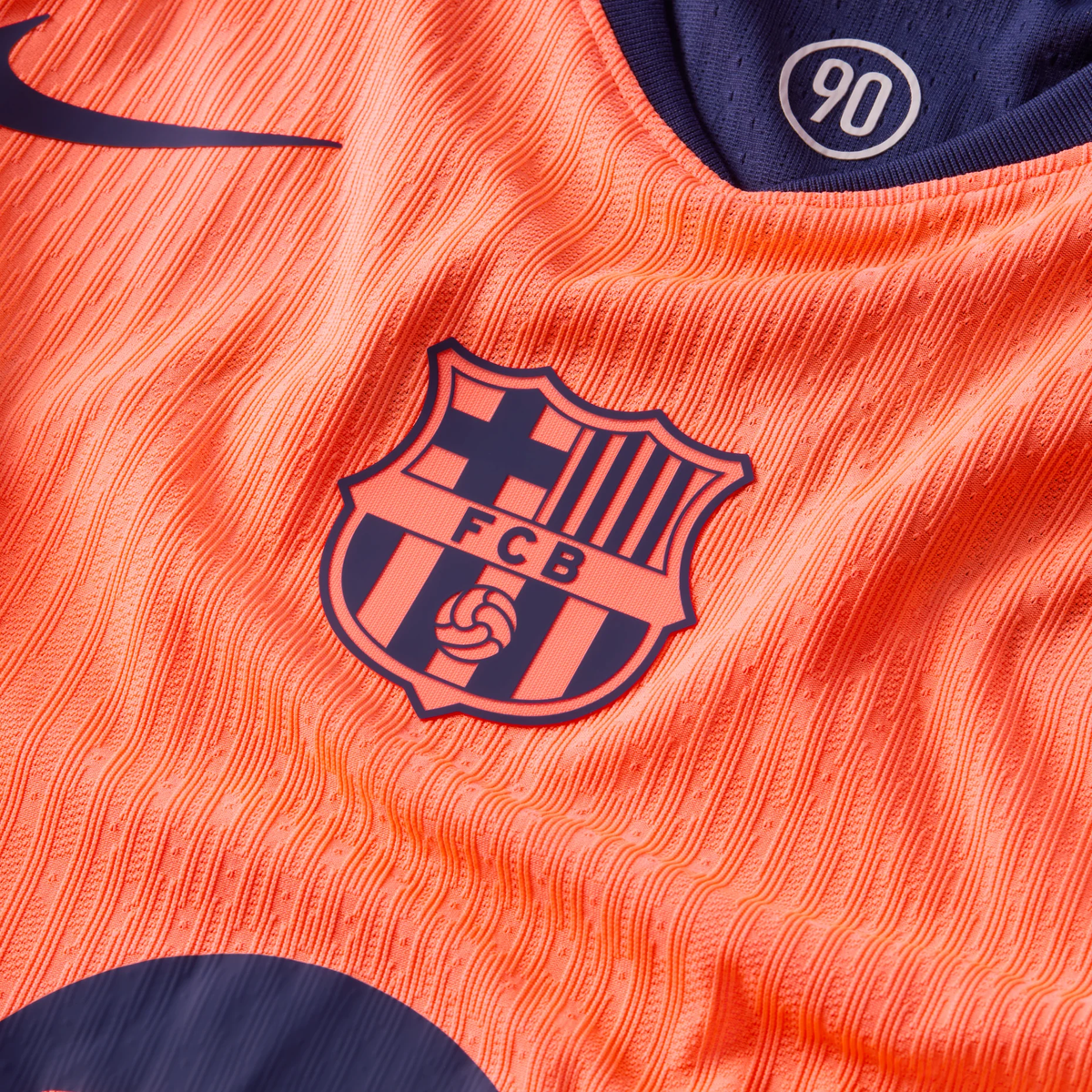 Nike x F.C. Barcelona 2025/26 Match Third Dri-FIT ADV Total 90 Authentic T-Shirt - Bright Mango / Midnight Navy HM3193-855