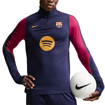 Nike x F.C. Barcelona Strike Dri-FIT Knit Drill T-Shirt - Blackened Blue / Mineral Yellow II3253-401