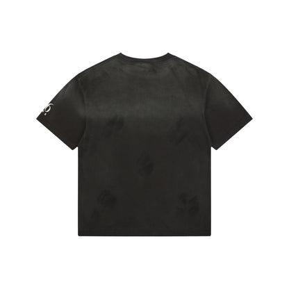 Saint Michael Rainbow Logo Distressed T-Shirt – Washed Black