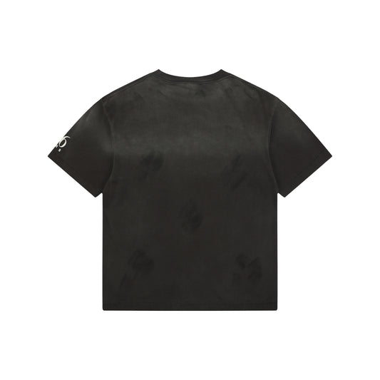 Saint Michael Rainbow Logo Distressed T-Shirt – Washed Black